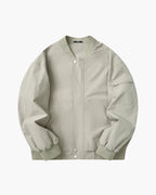 Men's Zip-Front Bomber Jacket With Sleeve Pocket - Grey