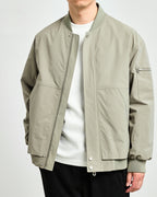 Men's Zip-Front Bomber Jacket With Sleeve Pocket - Grey