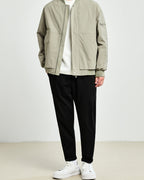 Men's Zip-Front Bomber Jacket With Sleeve Pocket - Grey