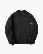 Men's Zip-Front Bomber Jacket With Sleeve Pocket - Black