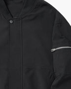 Men's Zip-Front Bomber Jacket With Sleeve Pocket - Black