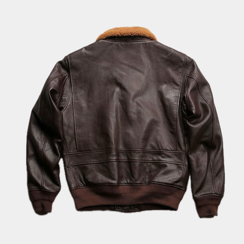 Men's Zip-Front Flight Jacket With Contrast Collar - Colour options
