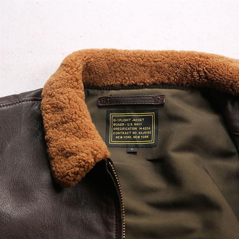 Men's Zip-Front Flight Jacket With Contrast Collar - Colour options
