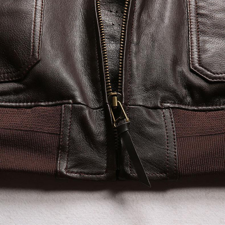Men's Zip-Front Flight Jacket With Contrast Collar - Colour options