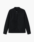 Men's Zip-Front Jacket With Short Stand Collar And Pockets - Black