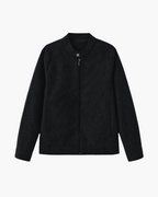 Men's Zip-Front Jacket With Short Stand Collar And Pockets - Black