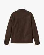 Men's Zip-Front Jacket With Short Stand Collar And Pockets - Brown