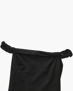 Women's Asymmetric-Neck Long Dress With Flared Hem - Black