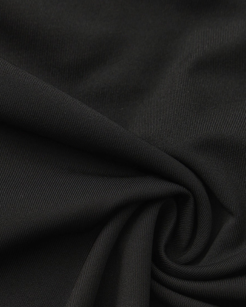 Women's Asymmetric-Neck Long Dress With Flared Hem - Black