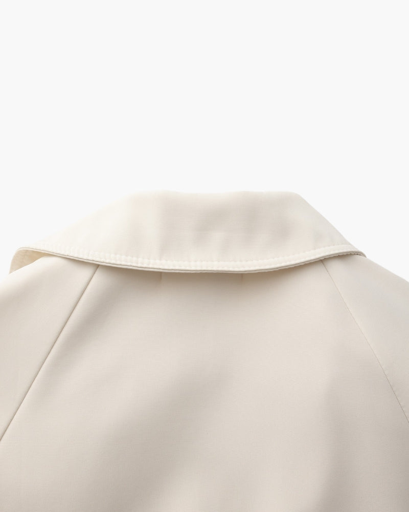 Women's Belted Trench Coat With Buttoned Cuff Tabs - Beige