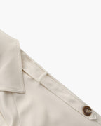 Women's Belted Trench Coat With Buttoned Cuff Tabs - Beige