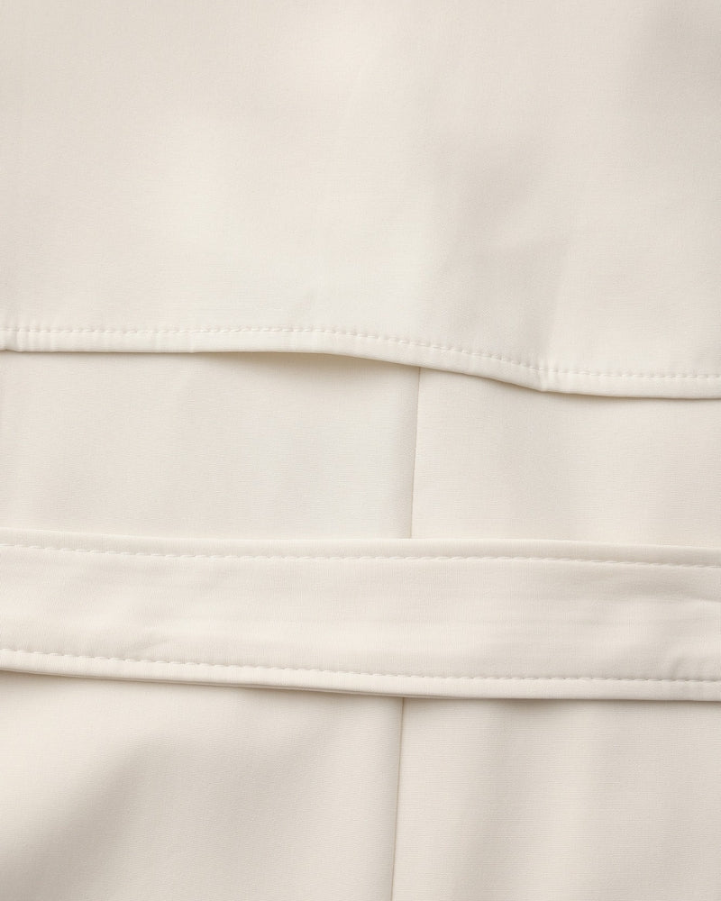 Women's Belted Trench Coat With Buttoned Cuff Tabs - Beige