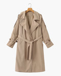 Women's Belted Trench Coat With Buttoned Cuff Tabs - Mocha