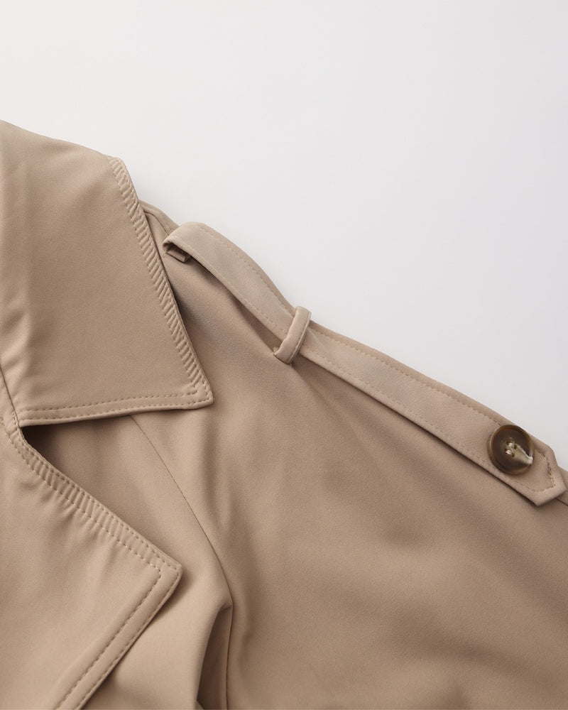 Women's Belted Trench Coat With Buttoned Cuff Tabs - Mocha
