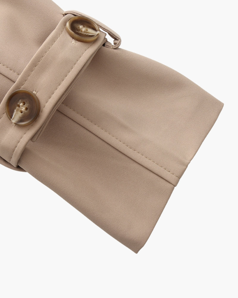 Women's Belted Trench Coat With Buttoned Cuff Tabs - Mocha