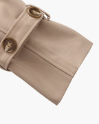 Women's Belted Trench Coat With Buttoned Cuff Tabs - Mocha