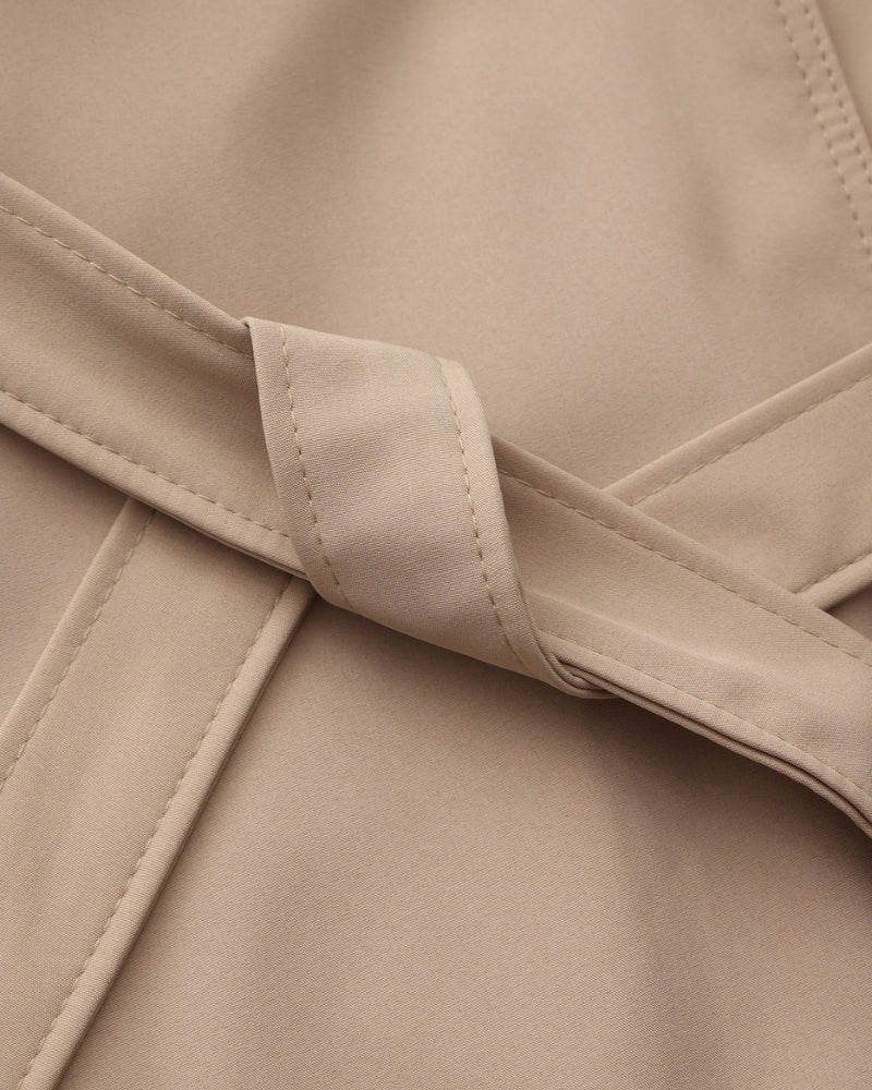 Women's Belted Trench Coat With Buttoned Cuff Tabs - Mocha