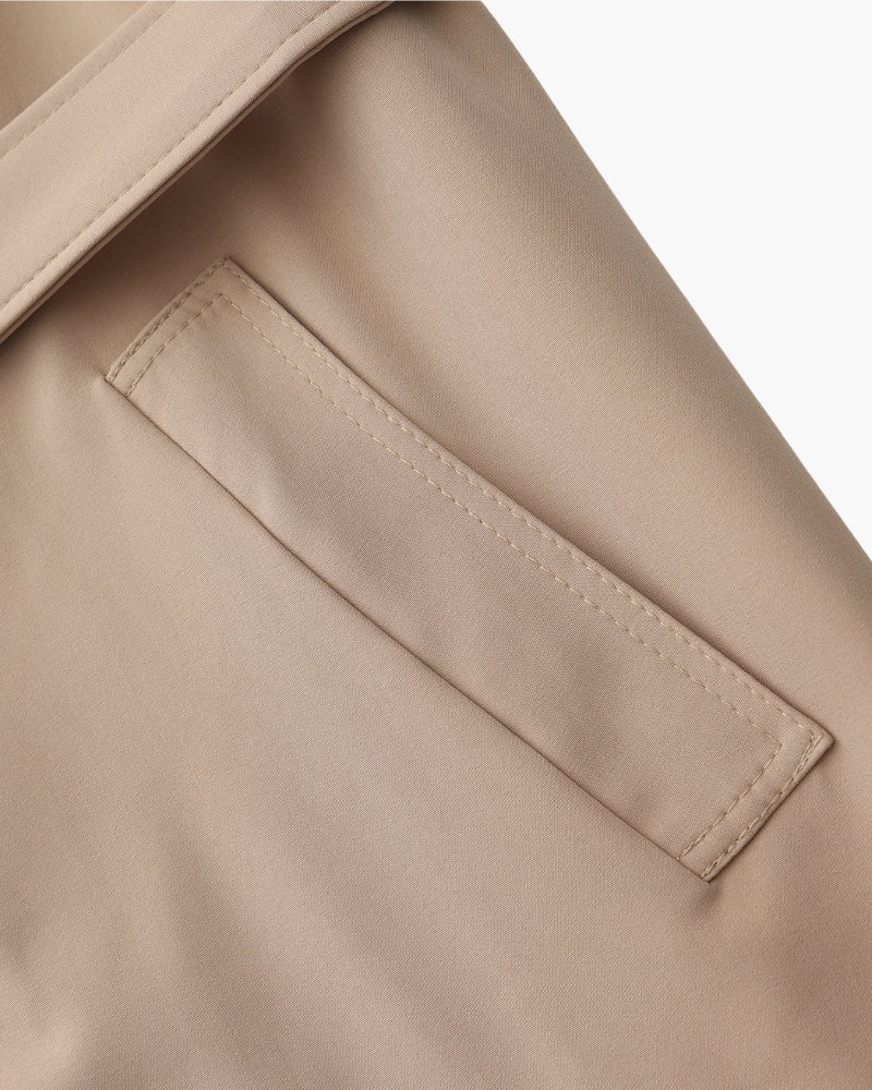 Women's Belted Trench Coat With Buttoned Cuff Tabs - Mocha