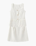 Women's Button-Front Waistcoat And Short Skirt Set - White