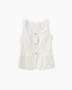 Women's Button-Front Waistcoat And Short Skirt Set - White