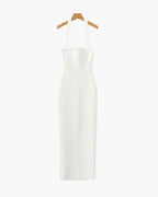 Women's Halter-Neck Long Dress With Straight Hem - White