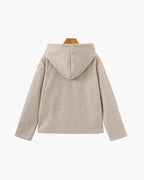 Women's Hooded Zip Jacket With Straight Open Cuffs - Beige