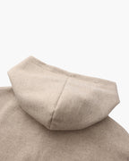 Women's Hooded Zip Jacket With Straight Open Cuffs - Beige