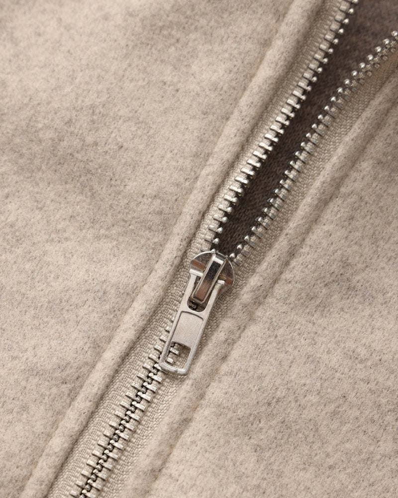 Women's Hooded Zip Jacket With Straight Open Cuffs - Beige