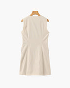 Women's Sleeveless Button-Front Mini Shift Dress - Cream
