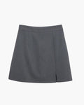 Women's Straight Mini Skirt With Front Side Slit - Grey