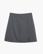 Women's Straight Mini Skirt With Front Side Slit - Grey