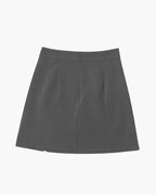 Women's Straight Mini Skirt With Front Side Slit - Grey