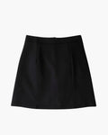 Women's Straight Mini Skirt With Front Side Slit - Black