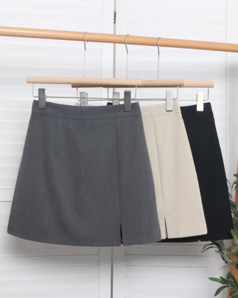 Women's Straight Mini Skirt With Front Side Slit - Colour options