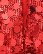 Women's V-Neck Sequin Mini Dress With Slim Straps - Red