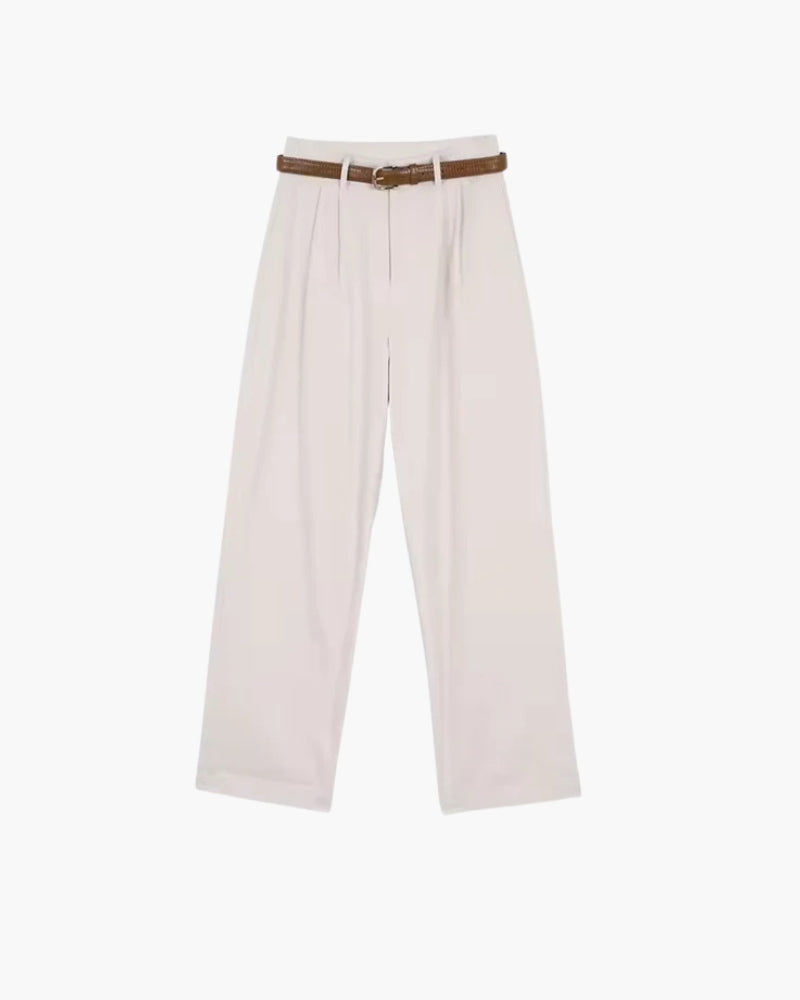 Women's Wide-Leg Cropped Trousers With Front Pleats - White