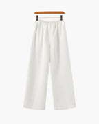 Women's Wide-Leg Trousers With Gathered Waistband - Ivory