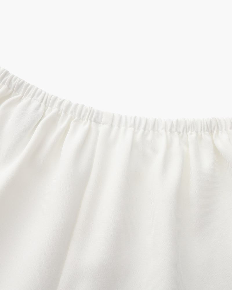 Women's Wide-Leg Trousers With Gathered Waistband - Ivory