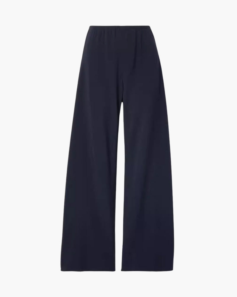 Women's Wide-Leg Trousers With Gathered Waistband - Black